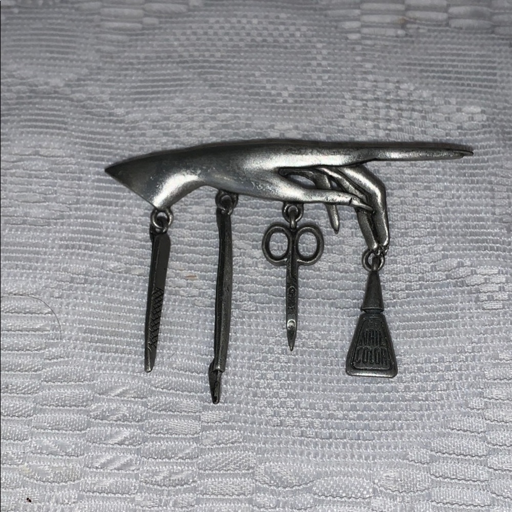 Vintage JJ Manicurist Nail Manicure Pin Brooch
